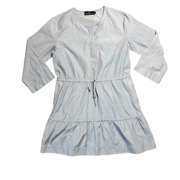 Pomander Place Tuckernuck Lucy Chambray Tiered Cotton Mini Dress Blue Small - Picture 2 of 7